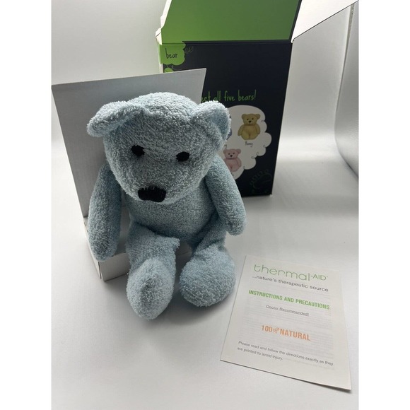 NWT Thermal-Aid 100% Natural Heating & Cooling Pack Blue Bear Washable Lovie - Picture 5 of 5